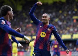  رافينيا ولامين يامال يقودان برشلونة لفوز مريح على فياريال في الليغا